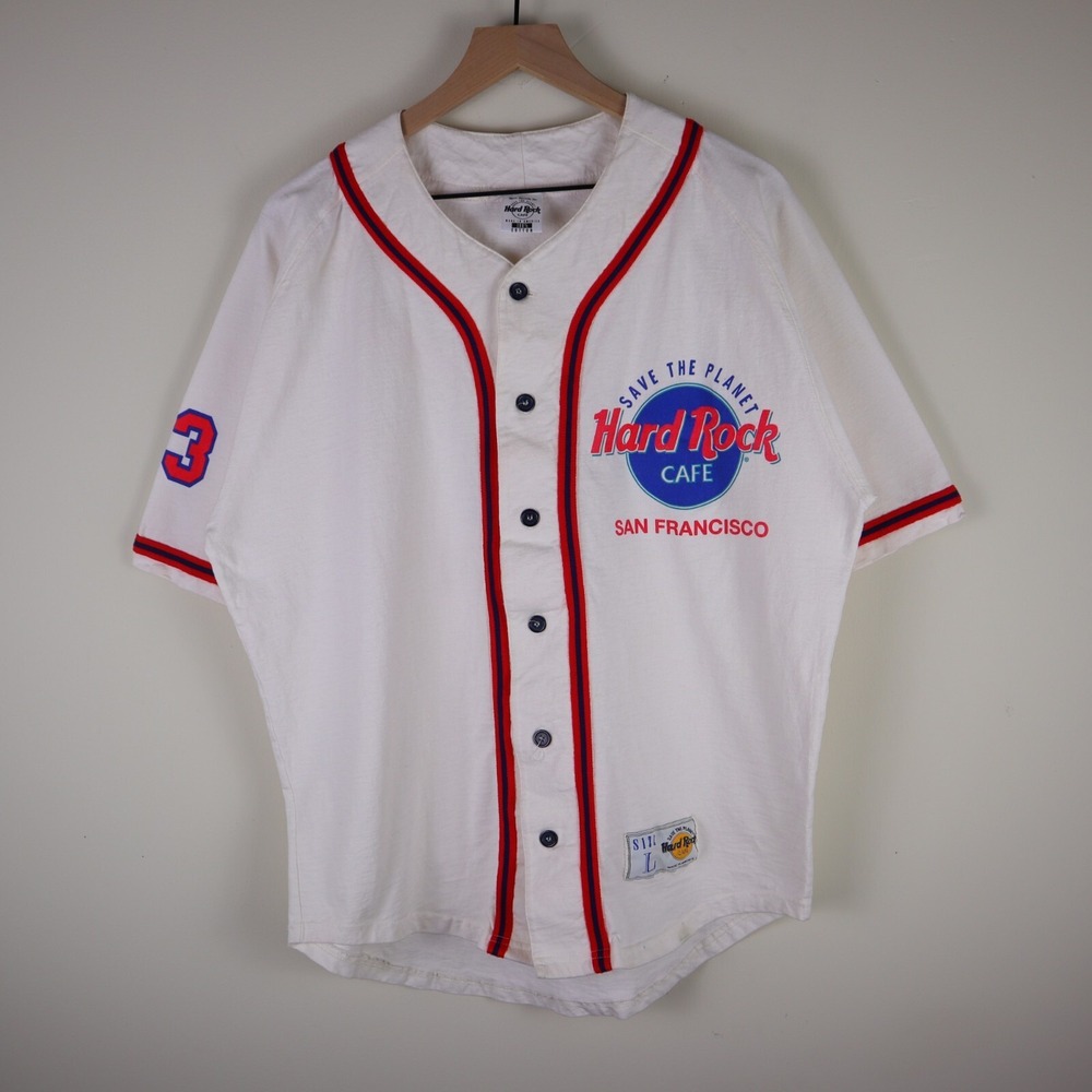 Vintage 90s Hard Rock Cafe San‎ Francisco Baseball Jersey Adult Large 23.5x28